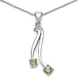 Sterling Silver Genuine Green Sapphire Necklace