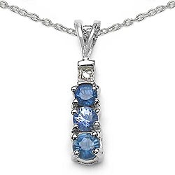 Sterling Silver Blue Sapphire/ Diamond Accent Necklace