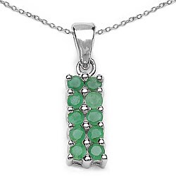 Sterling Silver Emerald Rounds Pendant Necklace