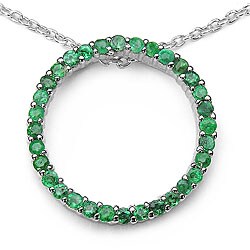 Sterling Silver Emerald Circle Necklace
