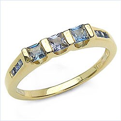14KYG Plated 0.63ctw Genuine Blue Sapphire Ring