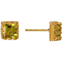 10k Yellow Gold Peridot Crown Stud Earrings
