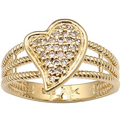 14k Yellow Gold Overlay CZ Heart Ring