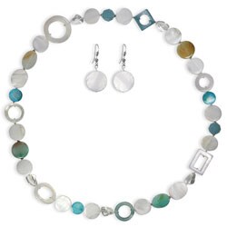 Seashell and Turquoise Necklace and Earring Set