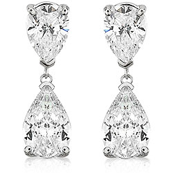 14k White Gold 3 3/5ct TDW Pear Diamond Earrings (I-J, I1)
