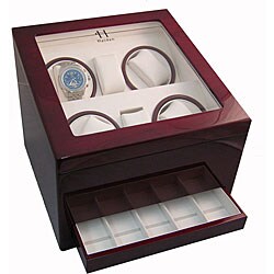 Heiden Cherry Wood Quad Watch Winder with Drawer