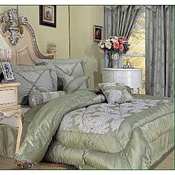 Tarus 7-piece Taffata Jacquar Sage Comforter Set