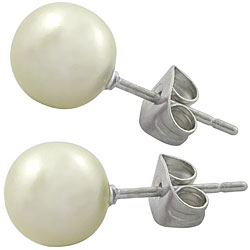 Stainless Steel Cream Faux Pearl Earrings
