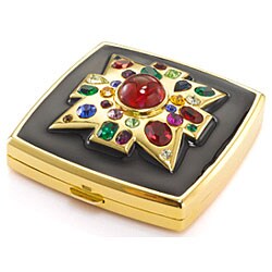 Kenneth Jay Lane Black Maltese Cross Compact