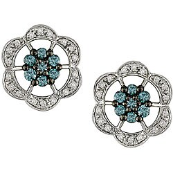 10k Gold 1/2ct TDW Blue and White Diamond Earrings