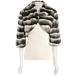 Black Rivet Women's Grey Faux Fur Cropped Jacket
