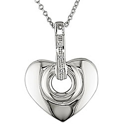 Sterling Silver and Diamond Heart Necklace