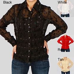 Kaelyn Max Women's Long-sleeve Sheer Blouse