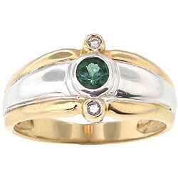 Michael Valitutti 14k Gold Himalayan Teal Tourmaline Diamond Ring