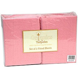 Tadpoles Flannel Organic Fitted Sheets in Pink (Set of 2)