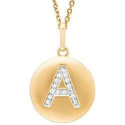 14k Yellow Gold Diamond Initial 'A' Disc Necklace