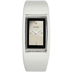Pulsar Women's Dress White Leather Strap Watch