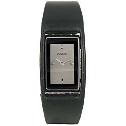 Pulsar Women's Black Leather Strap Watch