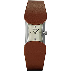 Pulsar Women's White Dial Tan Leather Watch