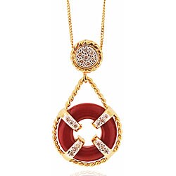 Michael Valitutti 14k Gold Coral/ 1/5ct TDW Diamond Necklace