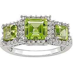14k Gold 1/3ct TDW Diamond and Peridot Ring