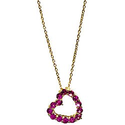 14k Yellow Gold Overlay Rosetta Pink CZ Heart Necklace