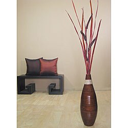 Bamboo Floor Vase with Espresso Okra and Palms