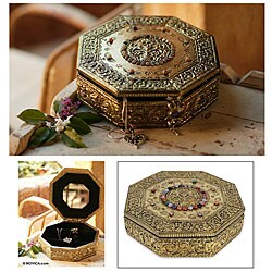 Brass 'Golden Treasures' Jewelry Box (India)