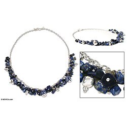 Sterling Silver 'Indigo Spirit' Sodalite Choker (Peru)