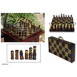 Wood 'Ancient Cultures' Batik Chess Set (Indonesia)