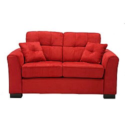 Chey Crimson Red Microfiber Loveseat