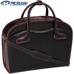 McKlein Black Barrington Italian Leather Laptop Case