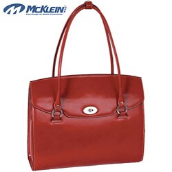 McKlein Red Geneva Italian Leather Laptop Case