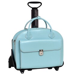 McKlein Blue Glen Ellyn Leather Detachable-Wheeled Laptop Case