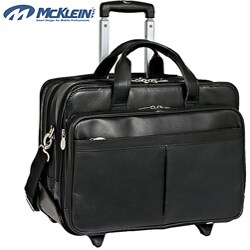 McKlein Roosevelt Black  Leather 17-inch Detachable-wheeled Laptop Case