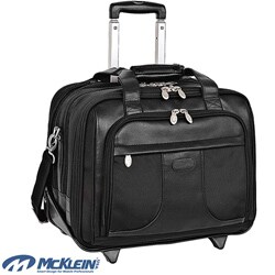 McKlein Chicago Black Nylon 17 in. Detachable-Wheeled Laptop Case