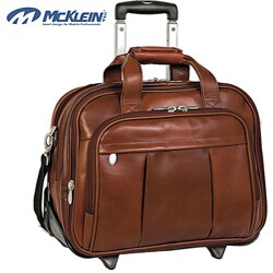 McKlein Damen Brown Leather Detachable-Wheeled Laptop Case