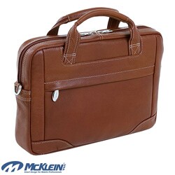 McKlein Brown Bridgeport Large Leather Laptop Briefcase