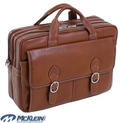 McKlein Kenwood Brown Leather Double Compartment Laptop Case