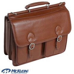 McKlein Brown Hazel Crest Leather Double Compartment Laptop Case