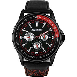 Avirex Men's Fashion Black and Red Chronograph Watch