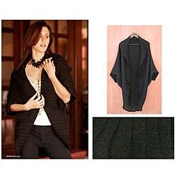 Alpaca Wool 'Elegance in Black' Coat (Peru)