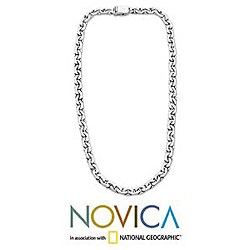 Men's Sterling Silver 'Ocean Current' Chain Necklace (Indonesia)