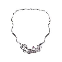 Sterling Silver 'Mermaid Spell' Amethyst Necklace (Indonesia)