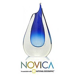 'Modern Blue Volcano' Murano Vase (Brazil)
