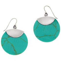 Sterling Silver Turquoise Disc Earrings
