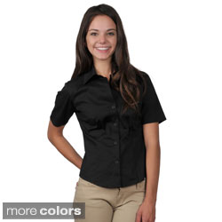 Adi Designs Women's Short-sleeve Button-up Blouse