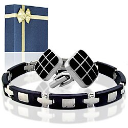 Stainless Steel Bracelet and Cuff Link Gift Set