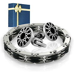 Stainless Steel Bracelet and Cuff Link Gift Set
