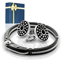 Stainless Steel Bracelet and Cuff Link Gift Set